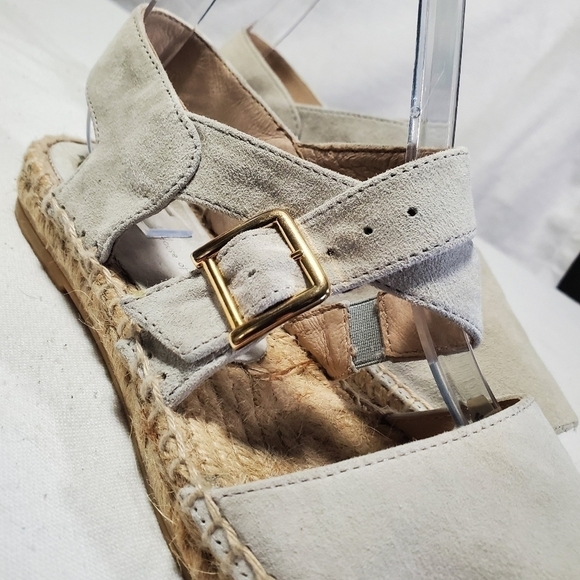 House of Harlow 1960 Suede Open Toe Espadrille Sandals Beige Grey Size US 6 - Picture 6 of 11